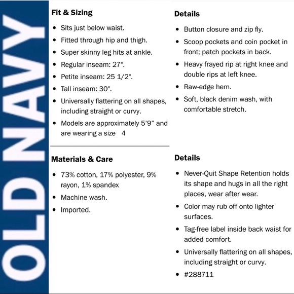 🆕 ROCKSTAR Destructed Raw Edge Jegging OLD NAVY - Picture 4 of 16